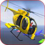 Superheroes Flying Helicopter Racing icon