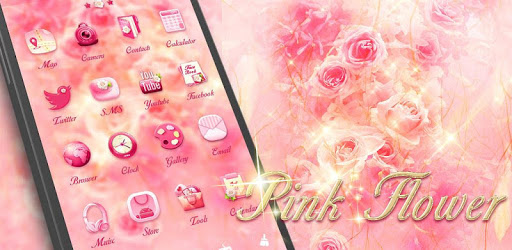 Pink Flower Go Launcher Theme PC screenshot