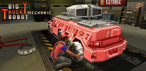 Big Muscular Truck Robot Mechanic Car Workshop PC screenshot