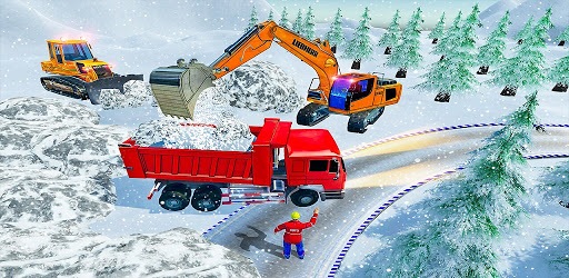 Snow Road Crane Excavator Simulator PC screenshot