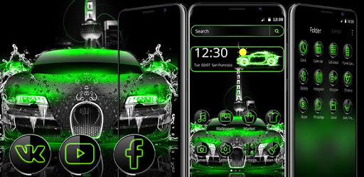Green Neon Luxury Car Theme PC screenshot