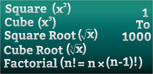 Square, Cube, Square-Root, Cube-Root & Factorial PC screenshot