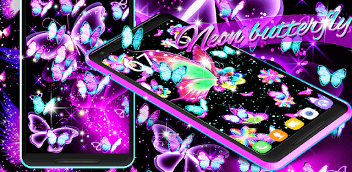 Neon butterflies glowing live wallpaper PC screenshot Neon butterflies glowing live wallpaper PC screenshot