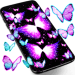 Neon butterflies glowing live wallpaper icon
