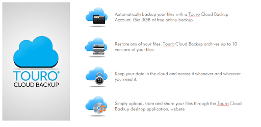 Touro Cloud Backup PC screenshot Touro Cloud Backup PC screenshot