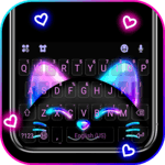 Cute Black Neon Kitty Keyboard Theme for PC