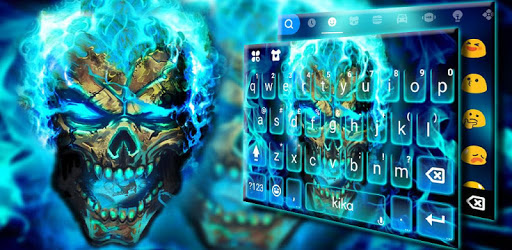 Blue Flame Skull Keyboard Theme PC screenshot