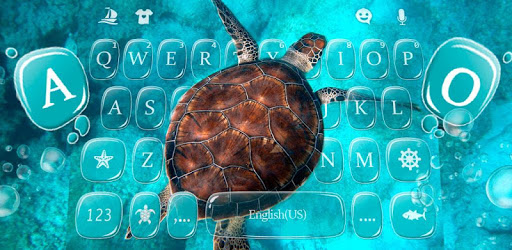 Blue Sea Turtle Keyboard Theme PC screenshot