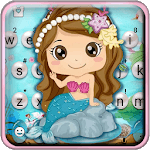 Cartoon Mermaid Pearls Keyboard Theme icon