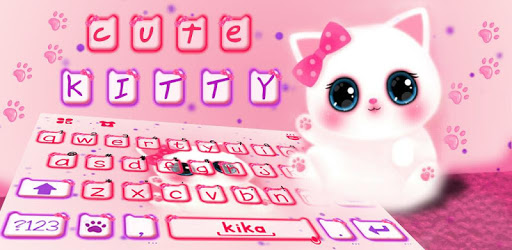 Cute Kitty Pinky Keyboard Theme - free emojis PC screenshot