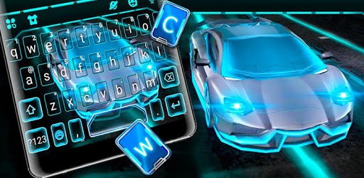 Flashy Neon Sports Car Keyboard Theme PC screenshot