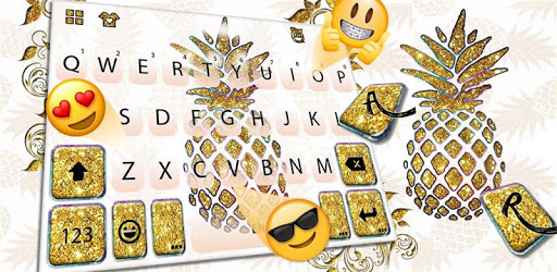 Gold Glitter Pineapple Keyboard Theme PC screenshot