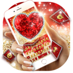 Golden Red Luxury Heart Keyboard Theme icon