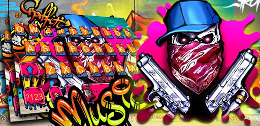 Graffiti Gun Mask Skull Keyboard Theme PC screenshot