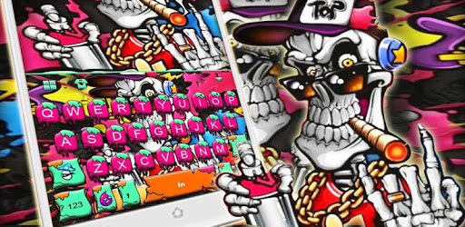 Graffiti Smoke Skull Keyboard Theme PC screenshot