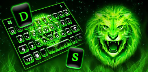 Green Neon Lion Keyboard Theme PC screenshot