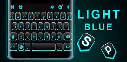 Neon Blue Black Keyboard Theme PC screenshot