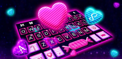 Neon Candy Hearts Keyboard Theme PC screenshot