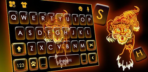 Neon Gold Tiger Keyboard Theme PC screenshot Neon Gold Tiger Keyboard Theme PC screenshot