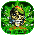 Neon Green Weed Skull Keyboard Theme icon