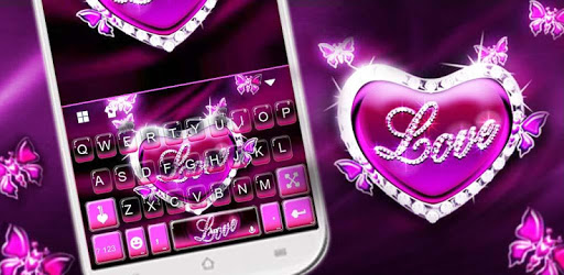 Neon Loveheart Butterfly Keyboard Theme PC screenshot