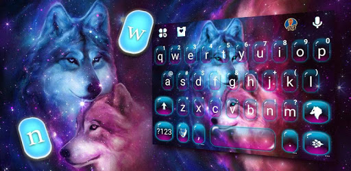 Neon Wolf Galaxy Keyboard Theme PC screenshot