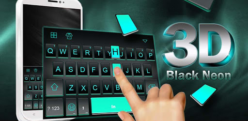 Neon 3d Black Keyboard Theme PC screenshot