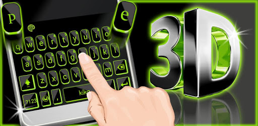 Neon 3d Green Black Tech Keyboard Theme PC screenshot