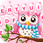 Pink Cute Owl Keyboard Theme icon
