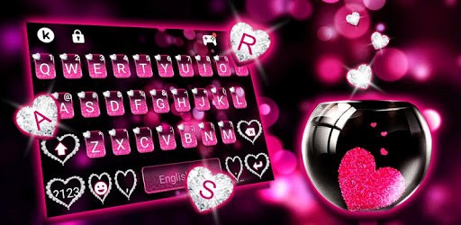 Pink Heart Glass Keyboard Theme PC screenshot