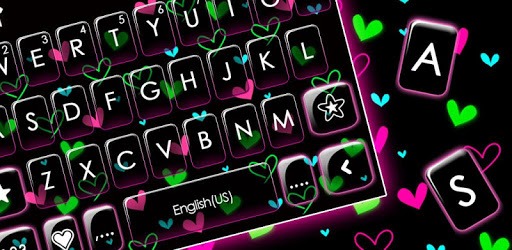 Shiny Neon Hearts Keyboard Theme PC screenshot