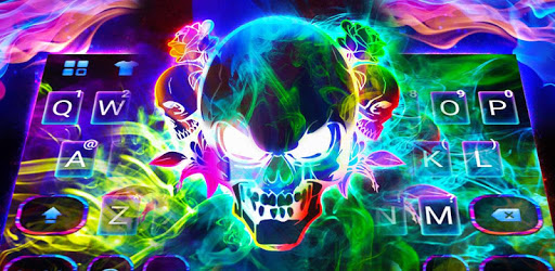 Smoke effect 3D Colorful Skull Keyboard PC screenshot