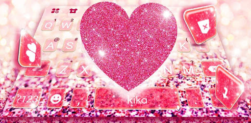 Pink Heart Glitter Keyboard Theme PC screenshot