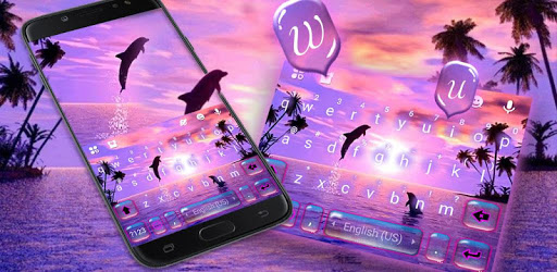 Sunset Sea Dolphin Keyboard Theme PC screenshot