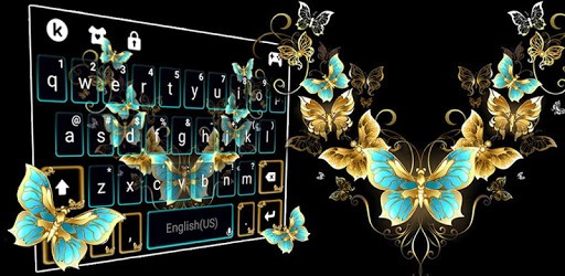 Vintage Golden Butterfly Keyboard Theme PC screenshot