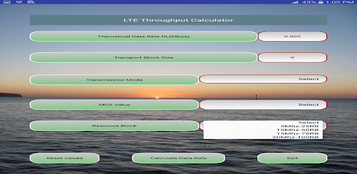 LTE-4G Throughput Calculator PC screenshot