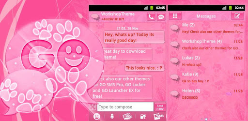 Pink 2 GO SMS PRO Theme PC screenshot