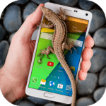 Lizard in phone funny joke icon