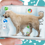 Dog on screen: Woof woof joke icon