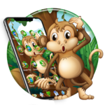 Kawaii Cute Brown Cartoon Monkey Theme icon