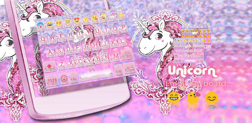 Pink Glitter Unicorn Emoji Keyboard Theme PC screenshot