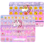 Pink Glitter Unicorn Emoji Keyboard Theme for PC