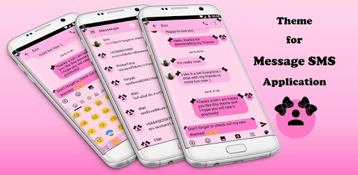 SMS Messages Ribbon Pink Black Theme emoji chat PC screenshot