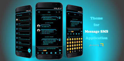 SMS Messages Neon Led Blue Theme PC screenshot SMS Messages Neon Led Blue Theme PC screenshot