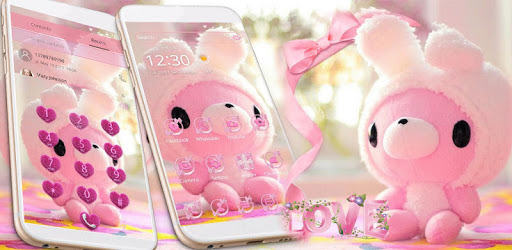 Cute Bear Theme Pink Bow Bear PC screenshot