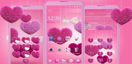 Fluffy love Theme Pink heart PC screenshot