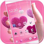 Fluffy love Theme Pink heart icon