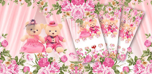 Pink theme teddy bear PC screenshot