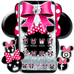 Cute minny pink Bow Silver Diamond Theme icon