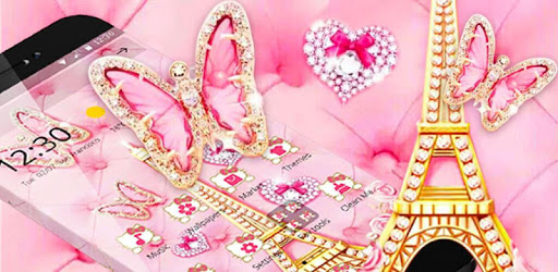 Pink Butterfly Eiffel Kitty Theme PC screenshot Pink Butterfly Eiffel Kitty Theme PC screenshot